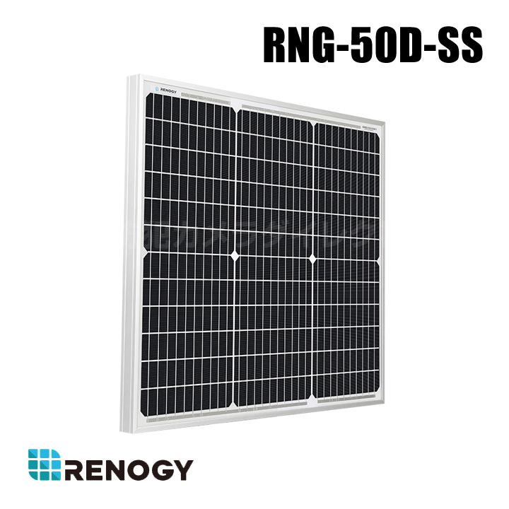 RNG-50D-SS】レノジー RENOGY ソーラーパネル 50W 単結晶 12V MC4コネクタータイプ 高変換効率 太陽光パネル 新モデル  （返品不可・代引不可）
